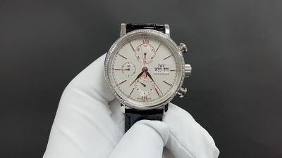 TW Factory IWC Portofino 42*13.5mm Dandong 7750 Movement Black Italian Calfskin Leather Strap White Face Watch